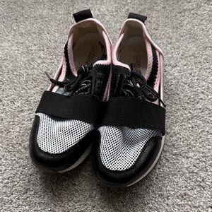 Women’s Slip-On Athletic Sneakers in Black, White and Pink